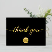 Gold Black Business Elegant Thank you  箔シーズンカード (立ち正面)