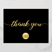 Gold Black Business Elegant Thank you  箔シーズンポストカード (正面)