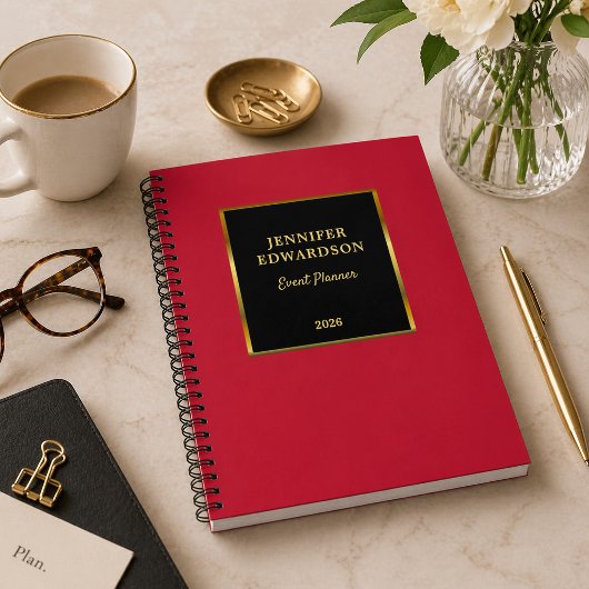 Gold black cardinal red professional business ノートブック