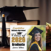 Gold Black Class of 2026 Graduate Photo Graduation