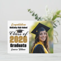 Gold Black Class of 2026 Graduate Photo Graduation