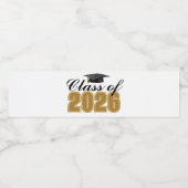 Gold Black Class of 2026 Graduation Party ペットボトルラベル (シングルラベル)