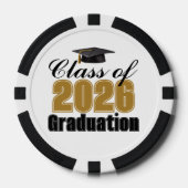 Gold Black Class of 2026 Graduation Party ポーカーチップ (正面)