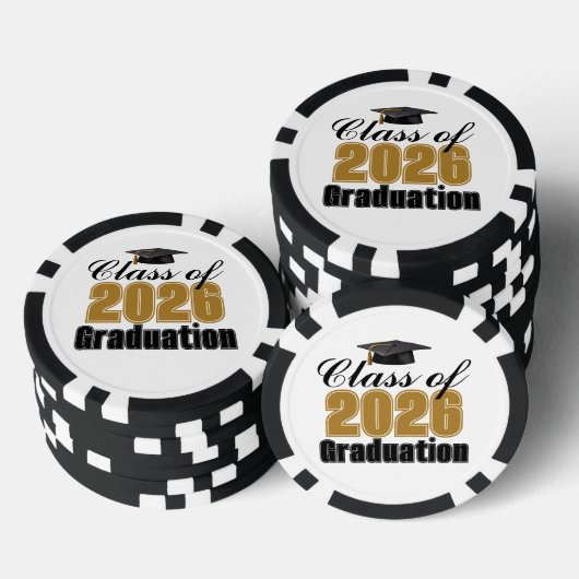 Gold Black Class of 2026 Graduation Party ポーカーチップ (積み重ね)