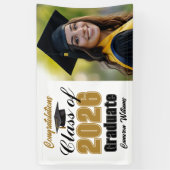 Gold Black Class of 2026 Graduation Party Photo 横断幕 (縦)