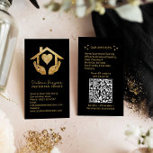 Gold Black Cleaning Service Maid QR Code Logo 名刺
