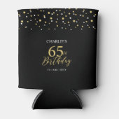 Gold & Black Confetti 65th Birthday Party Favor 缶クーラー (正面)