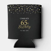 Gold & Black Confetti 65th Birthday Party Favor 缶クーラー (裏面)