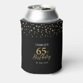 Gold & Black Confetti 65th Birthday Party Favor 缶クーラー (缶裏面)