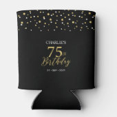 Gold & Black Confetti 75th Birthday Party Favor 缶クーラー (裏面)