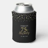 Gold & Black Confetti 75th Birthday Party Favor 缶クーラー (缶裏面)