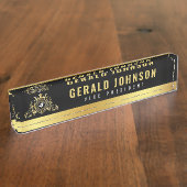 Gold-Black Desk Nameplate with Monogram デスクネームプレート (側面)