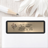 Gold & Black Floral Roses Return Address Label ラベル (インサイチュ)