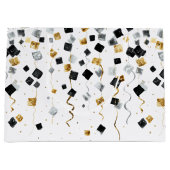 Gold Black Glam Confetti Christmas ラージペーパーバッグ (正面)