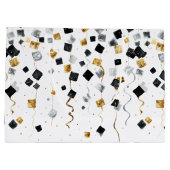 Gold Black Glam Confetti Christmas ラージペーパーバッグ (裏面)