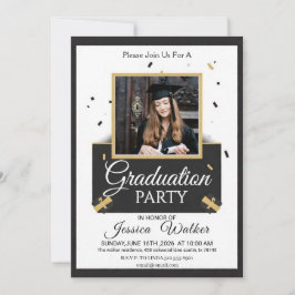 Gold Black Graduation Party Invitation 招待状