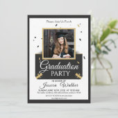 Gold Black Graduation Party Invitation 招待状 (スタンド正面)
