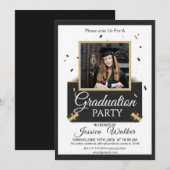 Gold Black Graduation Party Invitation 招待状 (正面/裏面)