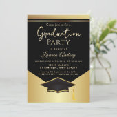 Gold Black Graduation Party Invitation 招待状 (スタンド正面)