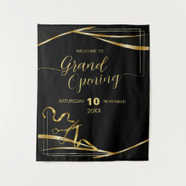 Gold  Black Grand Opening Company Welcome Banner タペストリー