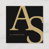 Gold Black Logo initials bold makeup qr code スクエア名刺 (正面)