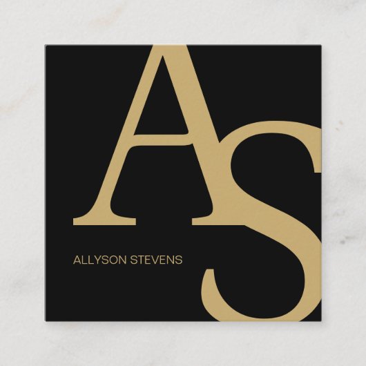 Gold Black Logo initials bold makeup qr code スクエア名刺 (正面)