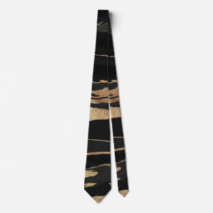 Gold Black Marble Abstract Painting ネクタイ