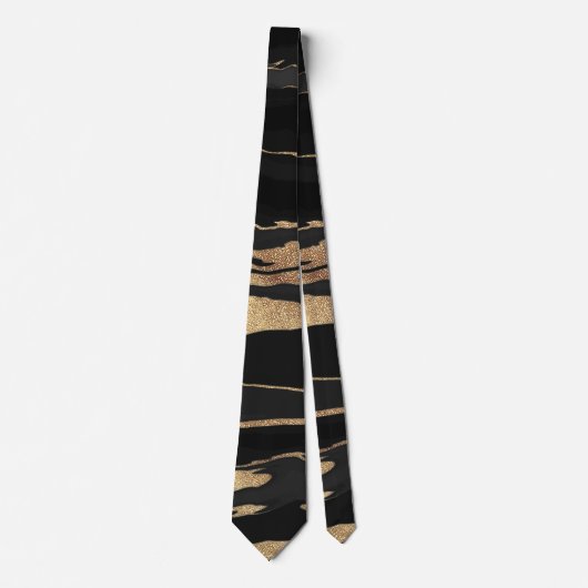 Gold Black Marble Abstract Painting ネクタイ (正面)