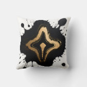 Gold Black Marble Fluid Abstract Luxury クッション (裏面)