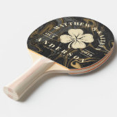 Gold Black Marble Irish Lucky Clover Wedding Crest 卓球ラケット (正面アングル)