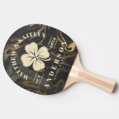 Gold Black Marble Irish Lucky Clover Wedding Crest 卓球ラケット (横)