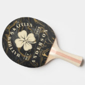 Gold Black Marble Irish Lucky Clover Wedding Crest 卓球ラケット (横)