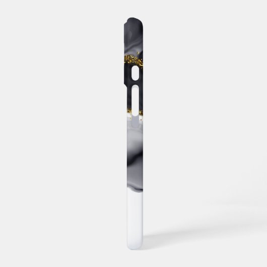 Gold Black Marble Personalize iPhone 16ケース (左側面)