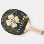 Gold Black Marble Swirl Four Leaf Clover with Name 卓球ラケット (横)