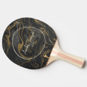 Gold Black Marble Swirl Name in Drawn Circle  卓球ラケット (横)