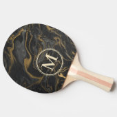 Gold Black Marble Swirl Stone Monogram 卓球ラケット (横)