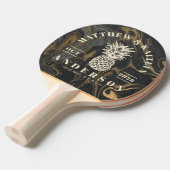 Gold Black Marble Tropical Pineapple Wedding Crest 卓球ラケット (正面アングル)