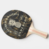 Gold Black Marble Tropical Pineapple Wedding Crest 卓球ラケット (横)