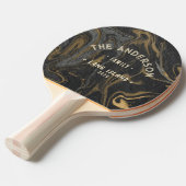 Gold Black Marble Vintage Seaside Family Name 卓球ラケット (正面アングル)