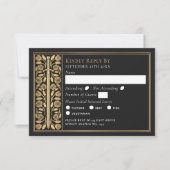 Gold Black Medieval Sword Wedding RSVP (正面)