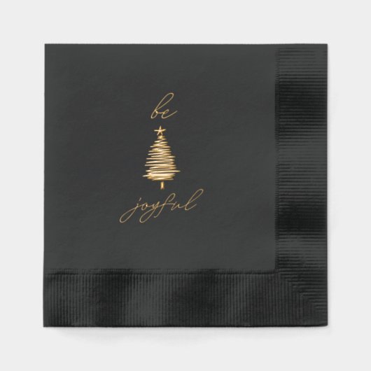 Gold & Black Modern Christmas Foil Stamped Napkins 箔ナプキン (正面)