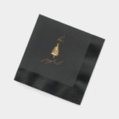 Gold & Black Modern Christmas Foil Stamped Napkins 箔ナプキン (左)