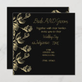 Gold black modern elegant wedding 招待状 (正面/裏面)