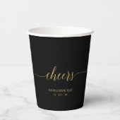 Gold & Black Modern Script Lettering Cheers Party 紙コップ (裏面)