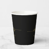 Gold & Black Modern Script Lettering Cheers Party 紙コップ (左)