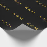 Gold Black Monogram Initials Bride Groom Wedding ラッピングペーパー<br><div class="desc">Designed with text template for monogrammed initials which you can customize! You may also change the colors as you wish.</div>