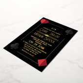 Gold Black Monogram Playing Card Wedding Invite 箔招待状 (回転した状態)