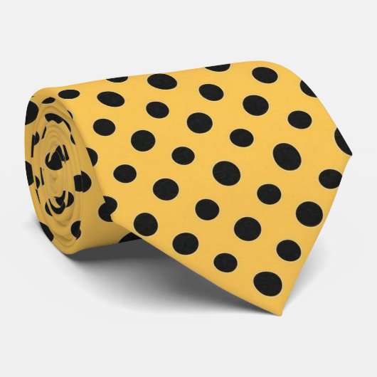 Gold & Black Polka Dot ネクタイ (ロール)