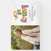 Gold Black Retro Groovy 60th Birthday Photo 横断幕 (縦)