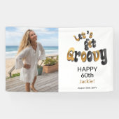 Gold Black Retro Groovy 60th Birthday Photo 横断幕 (横)